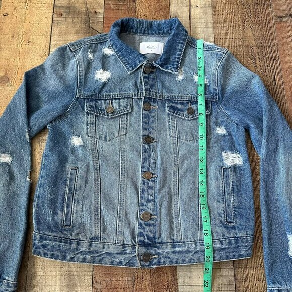 KanCan Los Angeles Distressed Denim Jacket Womens Size Medium - Picture 3 of 8